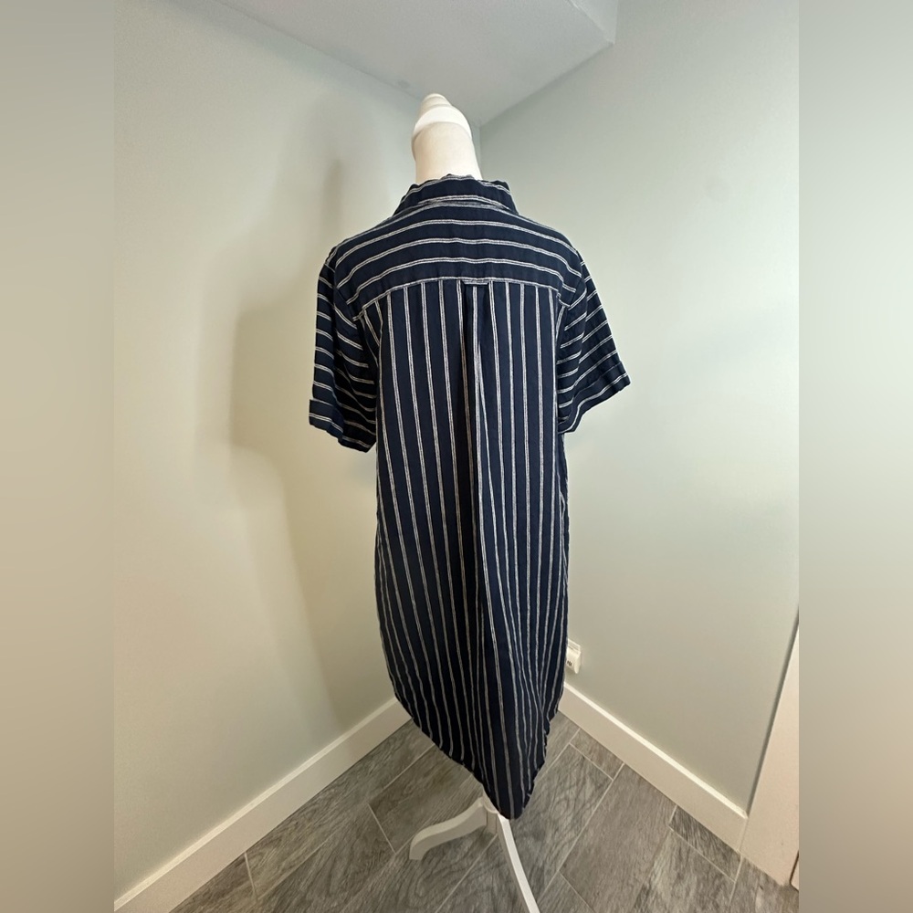 J. Jill Love Linen Navy and White Button Up Linen Relaxed lLinen Dress Sz Large - Picture 7 of 17